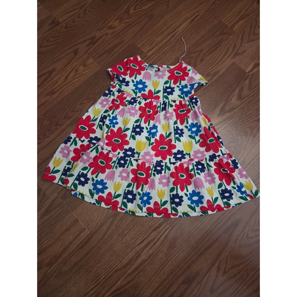 Mini Boden Girls Floral Tiered Jersey Dress Multi Color Short Sleeve 2-3Y G5406